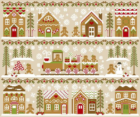 Gingerbread Village #01 -Gingerbread Train - Cross Stitch Pattern by Country Cottage Needleworks