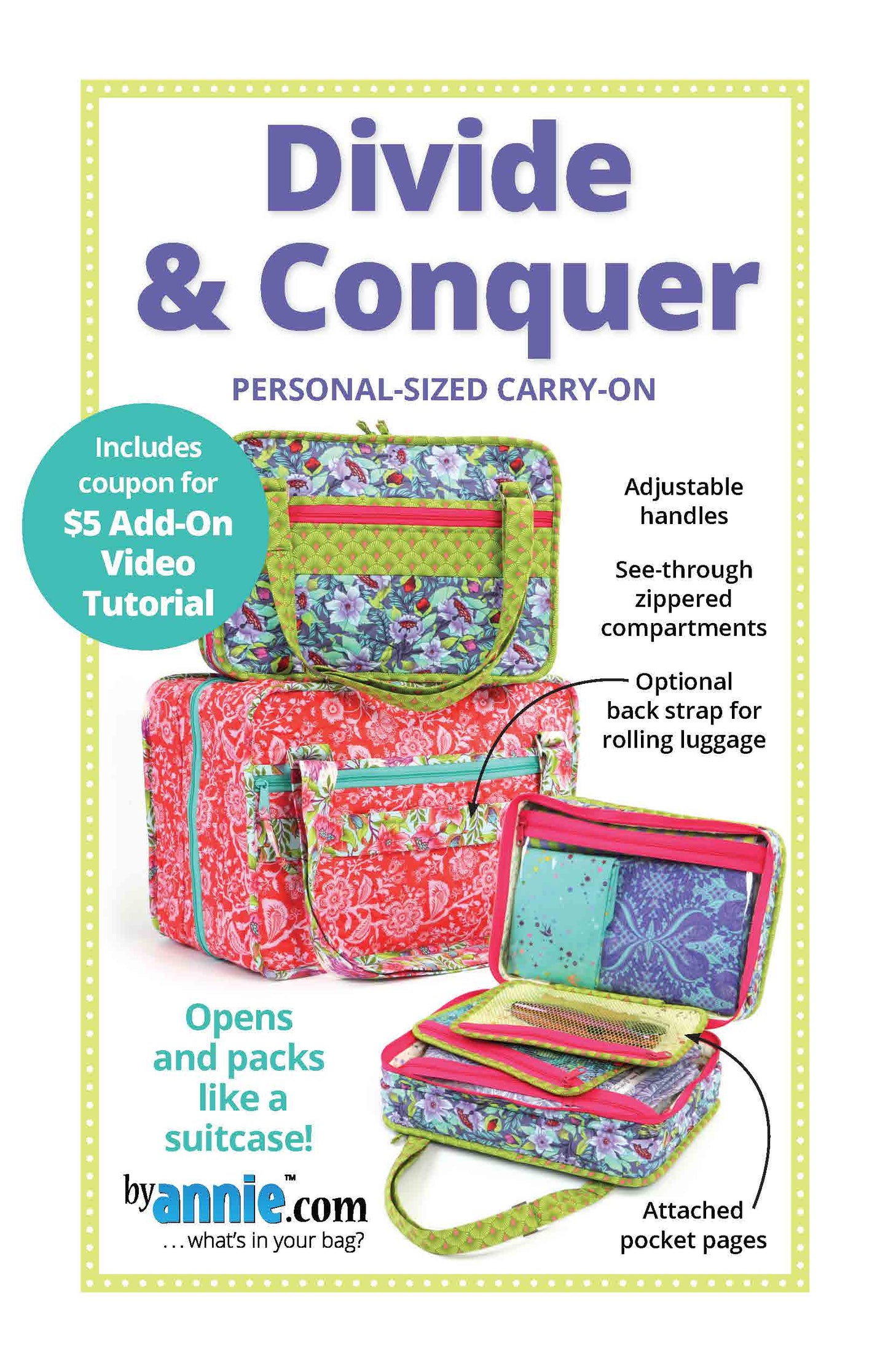 Divide & Conquer - Personal-sized Carry-on ~ Pattern By Annie
