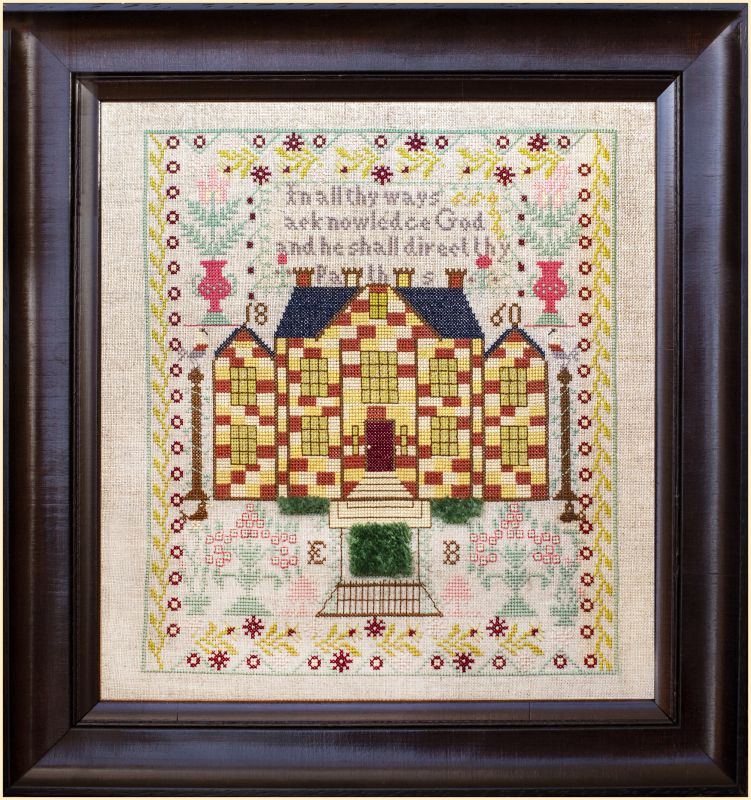 The Chequerboard House – EB 1860 Reproduction Sampler Pattern by Hands Across the Sea Samplers (PDF)