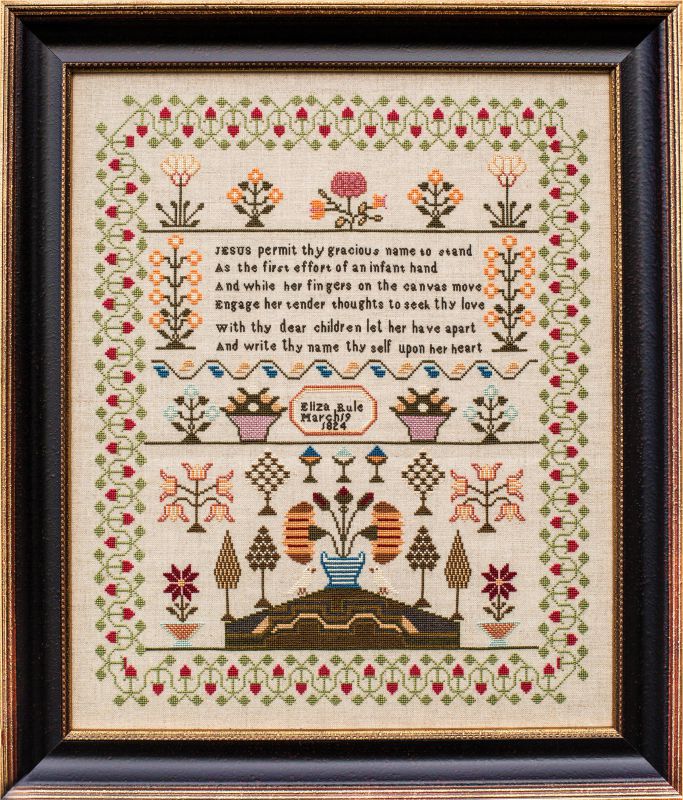 Eliza Rule 1824 ~ Reproduction Sampler Pattern by Hands Across the Sea Samplers