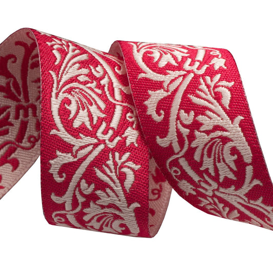 Red Brocade - 7/8" Ribbon by French General