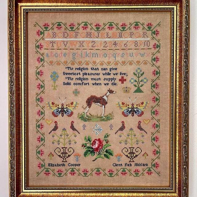 Elizabeth Cooper 1866 - Reproduction Sampler by Fox & Rabbit Designs