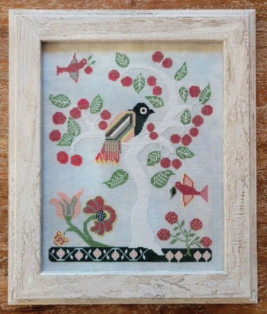 Blue Bird in a Cherry Tree - Cross Stitch Pattern by Kathy Barrick