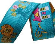 African Lions on Turquoise Ribbon - Folk Tails by Sue Spargo