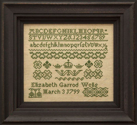 Elizabeth Garrod 1799 ~ Reproduction Sampler Pattern by Hands Across the Sea Samplers