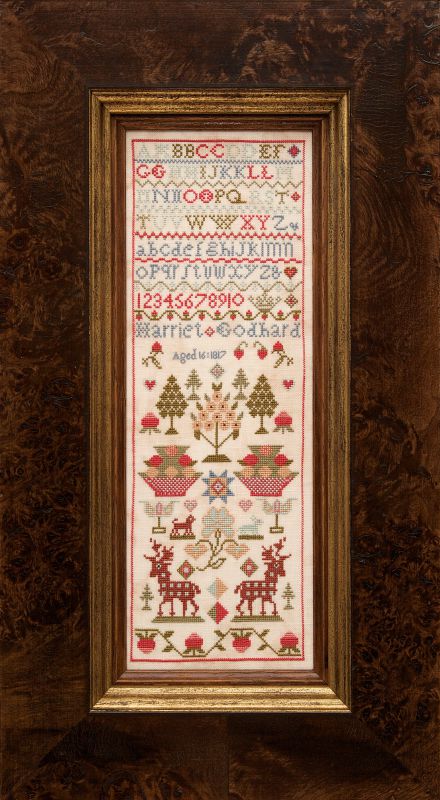Harriet Godhard 1817 ~ Reproduction Sampler Pattern by Hands Across the Sea Samplers