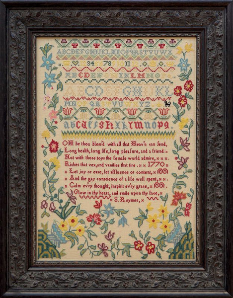 Sarah Reymes 1770 ~ Reproduction Sampler Pattern by Hands Across the Sea Samplers