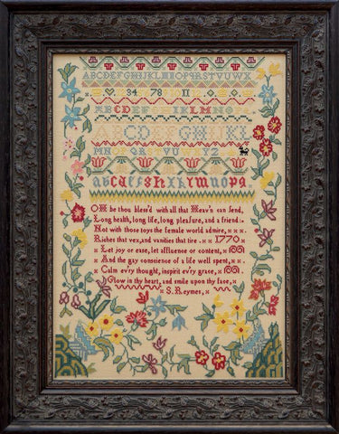 Sarah Reymes 1770 ~ Reproduction Sampler Pattern by Hands Across the Sea Samplers