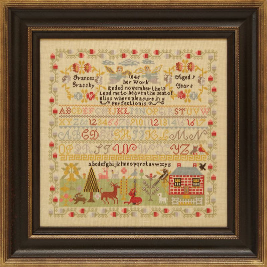 Frances Grassby 1845 ~ Reproduction Sampler Pattern by Hands Across the Sea Samplers