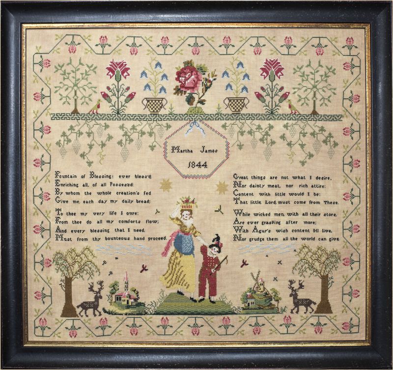 Martha James 1844 ~ Reproduction Sampler Pattern by Hands Across the Sea Samplers