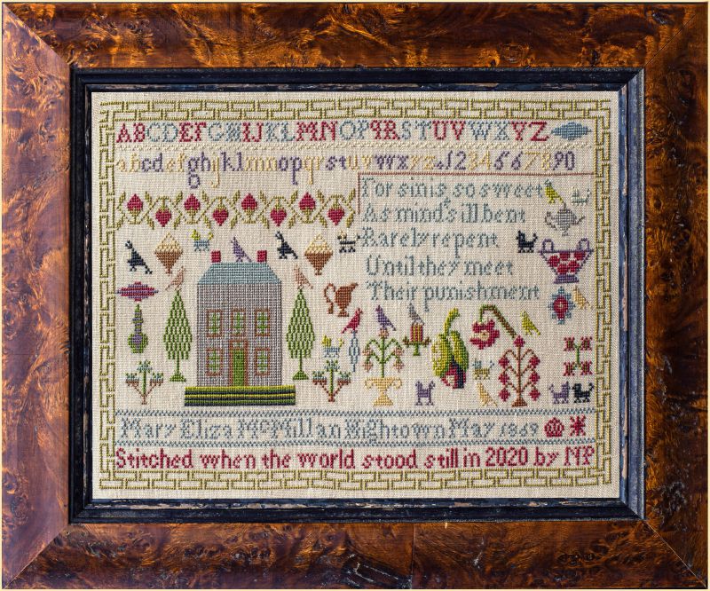 Mary Eliza McMillan 1869 - Reproduction Sampler Pattern by Hands Across the Sea Samplers (PDF)