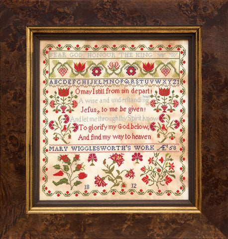 Mary Wigglesworth 1812 ~ Reproduction Sampler Pattern by Hands Across the Sea Samplers