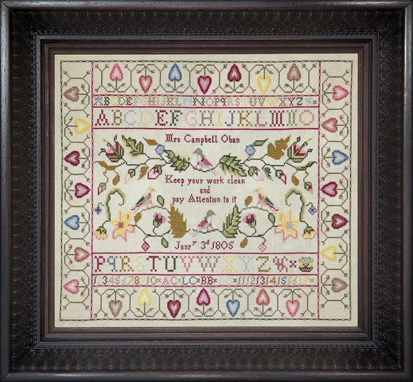 Mrs Campbell Oban 1805 ~ Reproduction Sampler Pattern by Hands Across the Sea Samplers