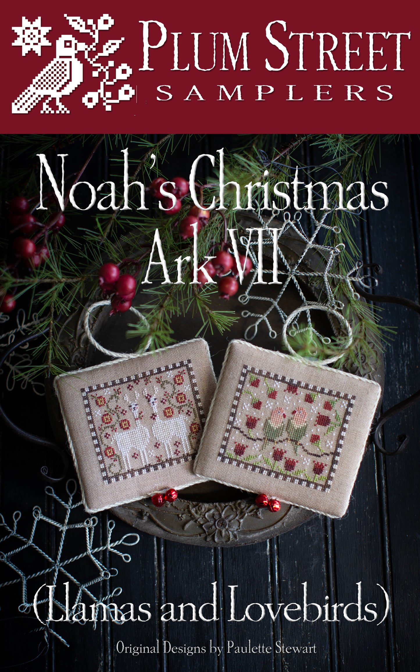 Noah's Christmas Ark VII - Llamas and Lovebirds - Cross Stitch Pattern by Plum Street Samplers