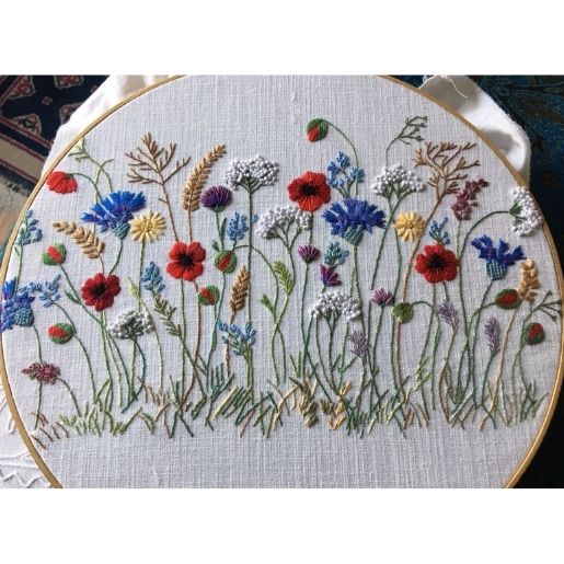 Poppy Fields Embroidery Design - Printed Panel by Roseworks