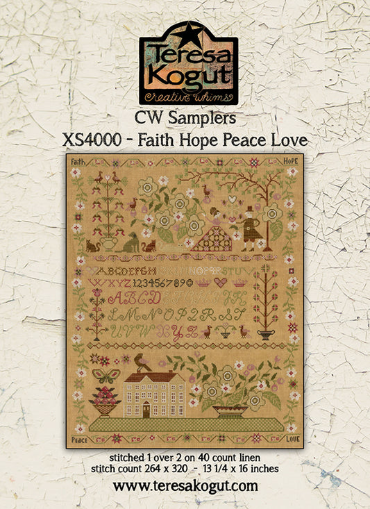 Faith Hope Peace Love - Cross Stitch Pattern by Teresa Kogut
