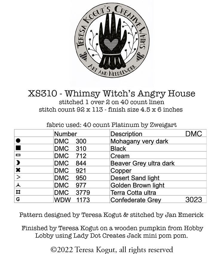 Whimsy Witch's Angry House - Cross Stitch Pattern by Teresa Kogut