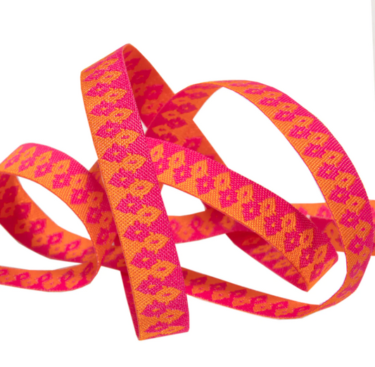 Orange on Pink Wanderer 3/8"-Tula Pink Vintage Ribbon