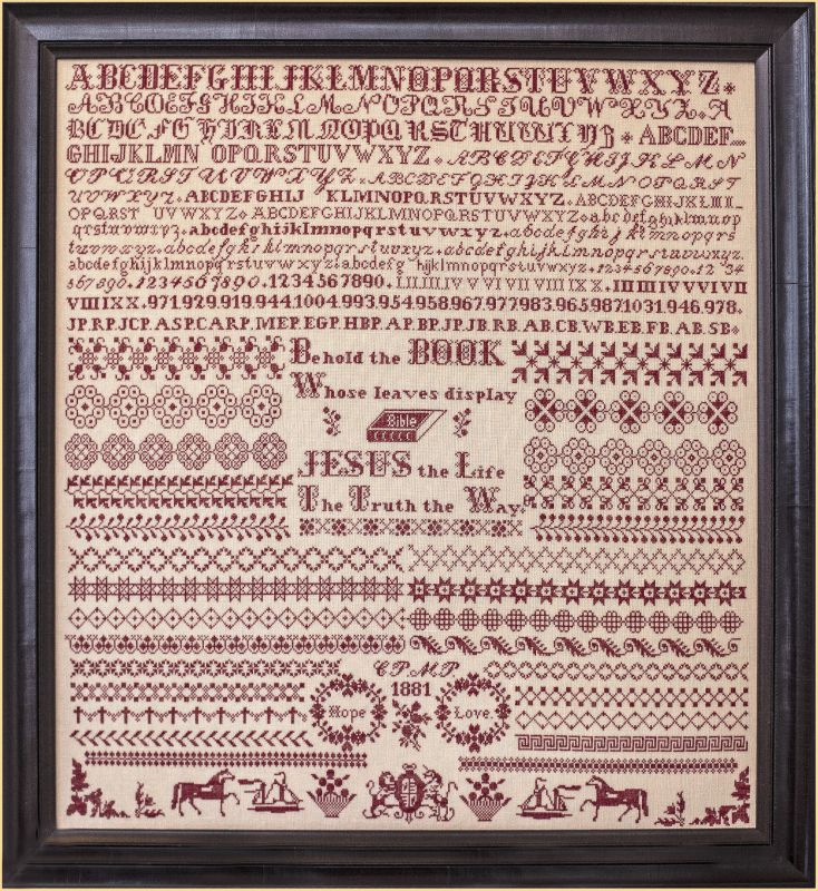 Hope and Love ~ Clara and Maude Pickernell 1881 ~Reproduction Sampler Pattern by Hands Across the Sea Samplers (PDF)