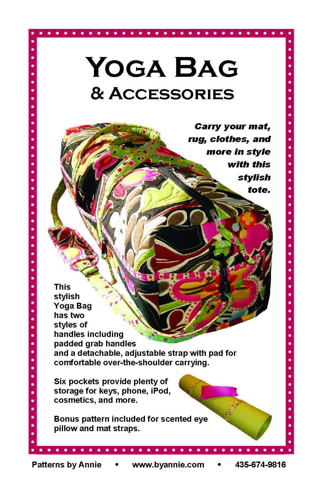 Yoga Bag & Accessories  - Pattern~ By Annie