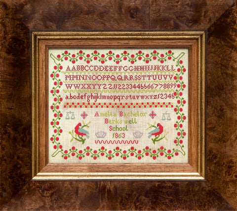 Amelia Bachelor 1863 ~ Reproduction Sampler Pattern by Hands Across the Sea Samplers