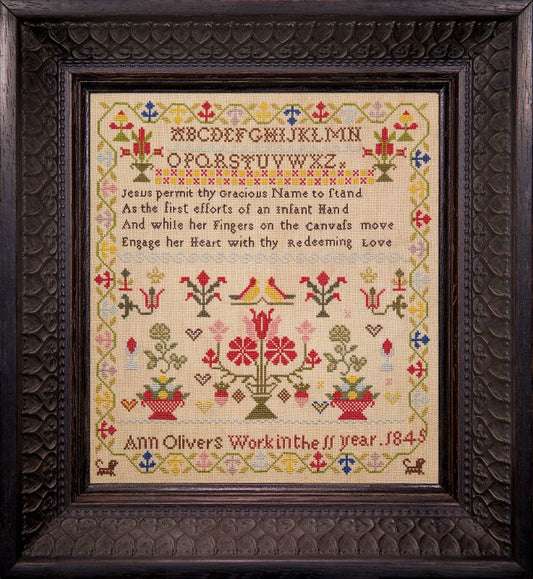 Ann Oliver 1845 ~ Reproduction Sampler Pattern by Hands Across the Sea Samplers