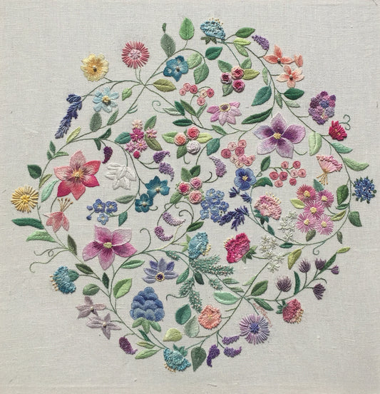 Cascade Embroidery Design - Printed Panel by Roseworks