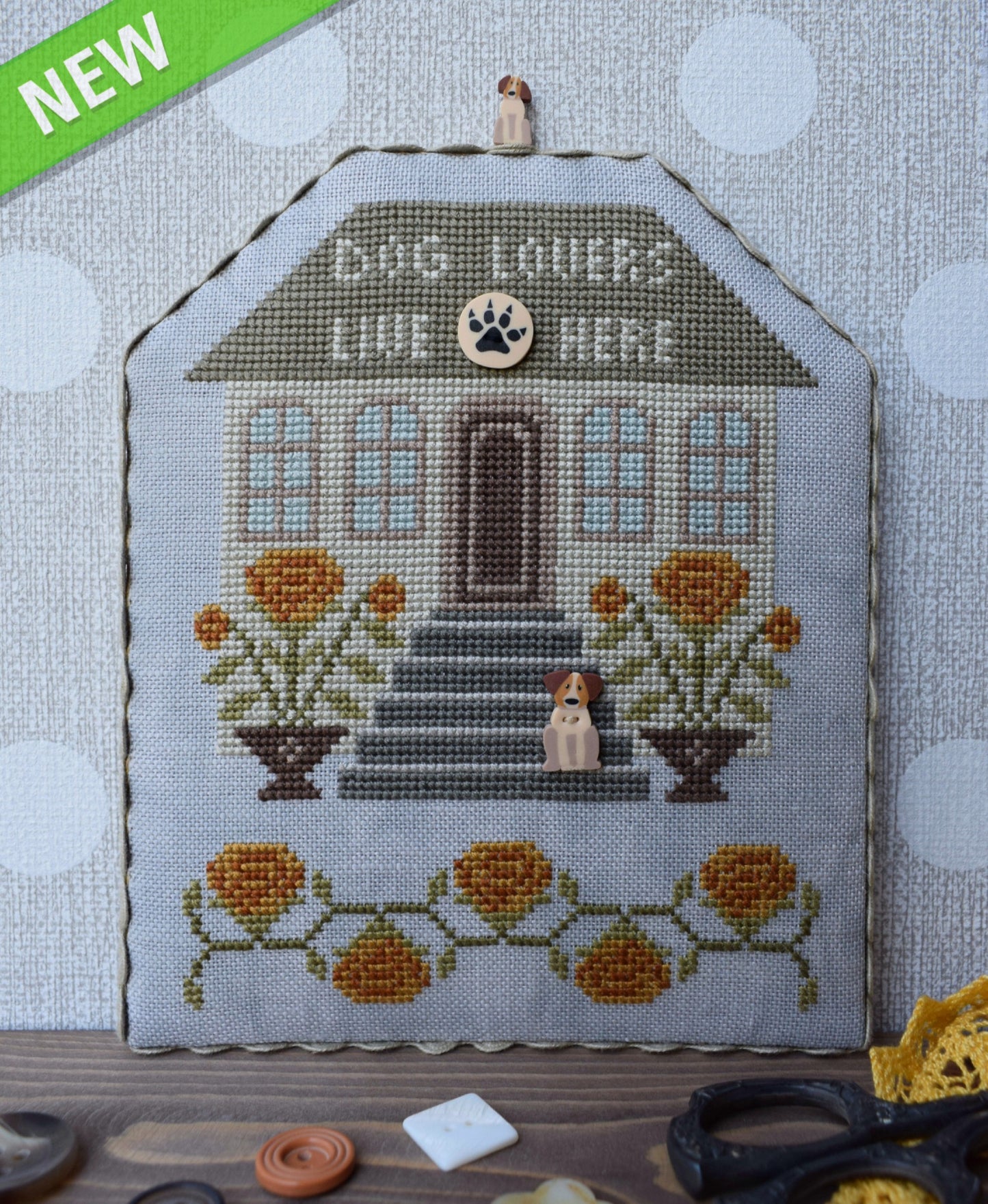 Dog Lovers with Embellishments - Cross Stitch Pattern by Puntini Puntini