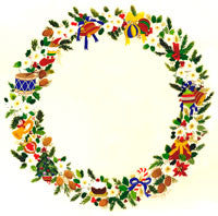 Christmas Wreath Embroidery Design - Printed Panel by Roseworks