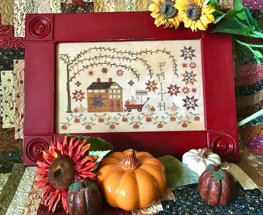 Faith, Fall at Pansy Patch Manor - Cross-stitch Pattern by Pansy Patch