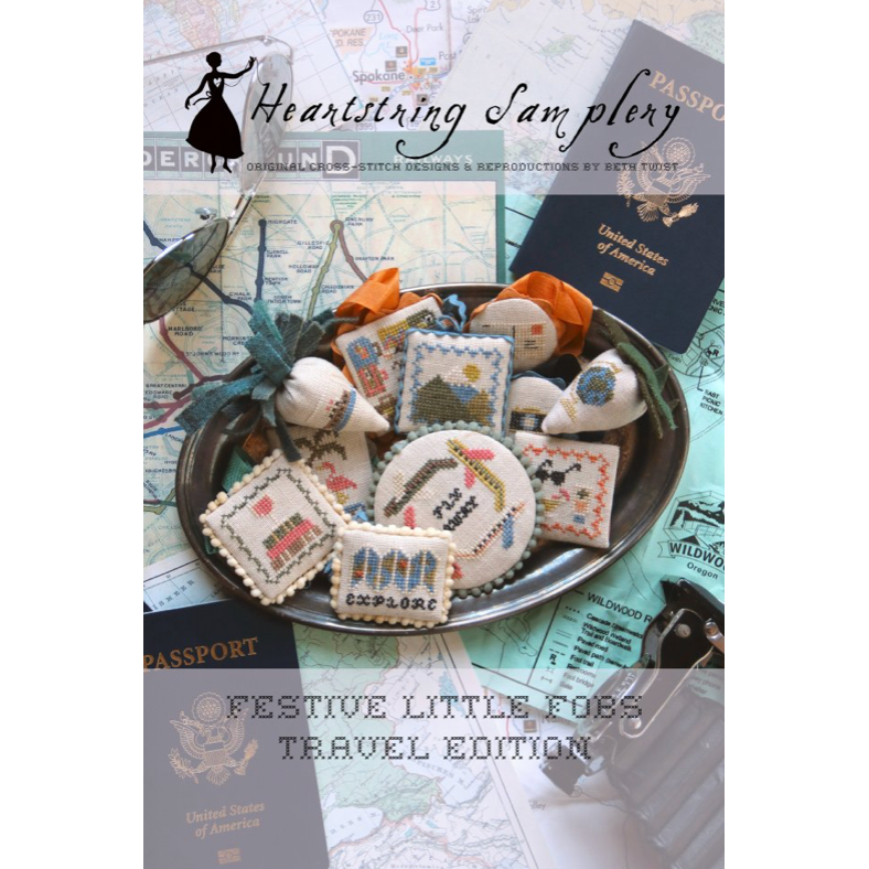 Festive Little Fobs Travel Edition - Cross Stitch Pattern by Heartstring Samplery