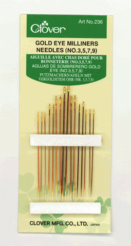 Clover Gold Eye Milliners Needles 3-9