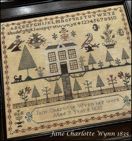 Jane Charlotte Wynn 1835  - Reproduction Sampler by The Scarlett House