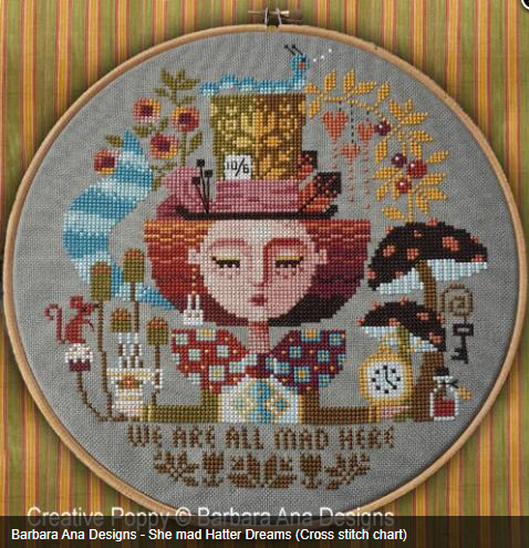 She Mad Hatter Dreams - Cross Stitch Pattern by Barbara Ana