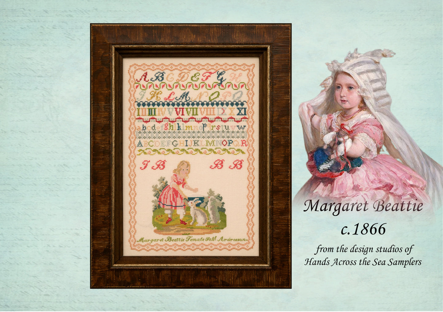 Margaret Beattie 1866 - Reproduction Sampler Pattern by Hands Across the Sea Samplers