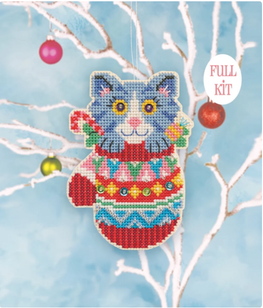 Mitten Kitten Ornament Kit - Cross Stitch Kit by Satsuma Street