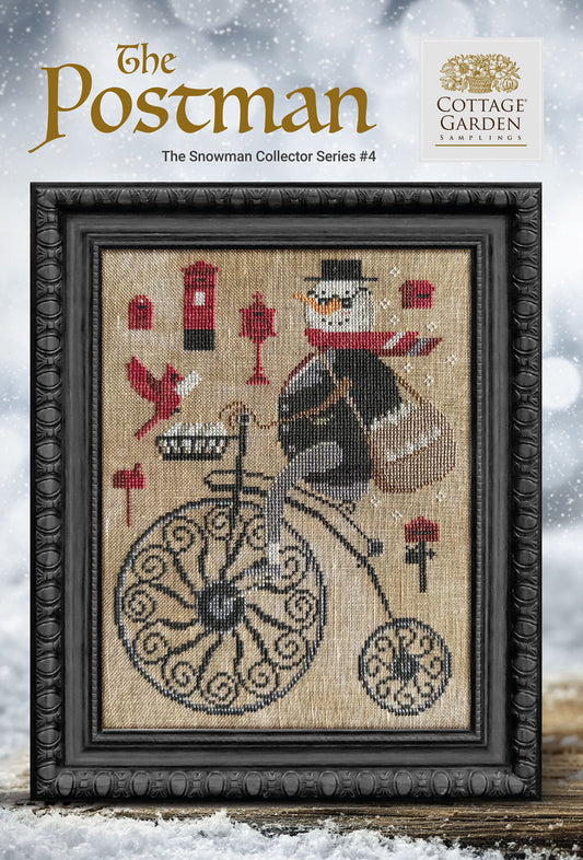 Snowman Collector #4 The Postman - Cross Stitch Pattern by Cottage Garden Samplings