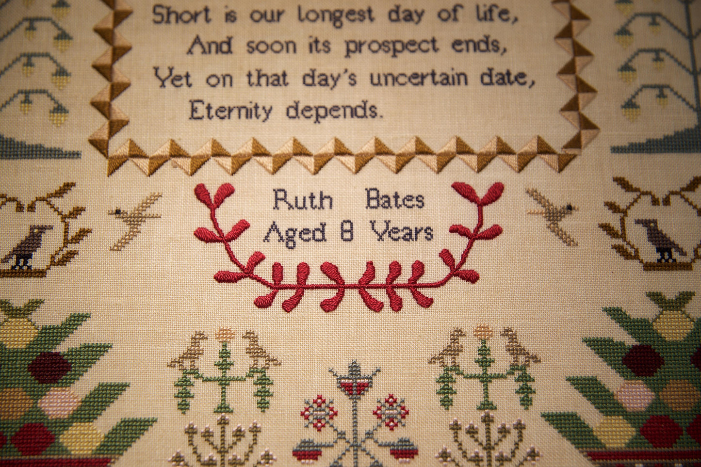 Ruth Bates 1823 ~ Reproduction Sampler Pattern by Hands Across the Sea Samplers