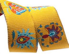 Flowers on yellow Ribbon by Sue Spargo