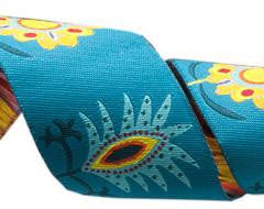 Imperial Flowers on Turquoise Ribbon by Sue Spargo