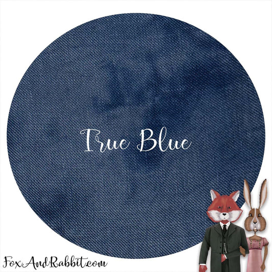 Fox and Rabbit Hand Dyed Aida 16 count- True Blue