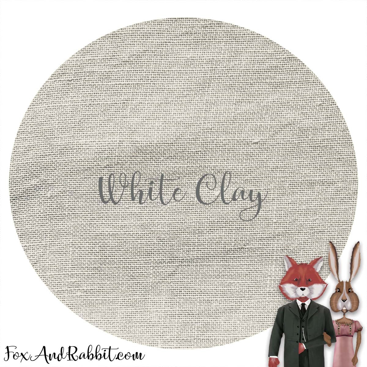 Fox and Rabbit Hand Dyed Linen - White Clay